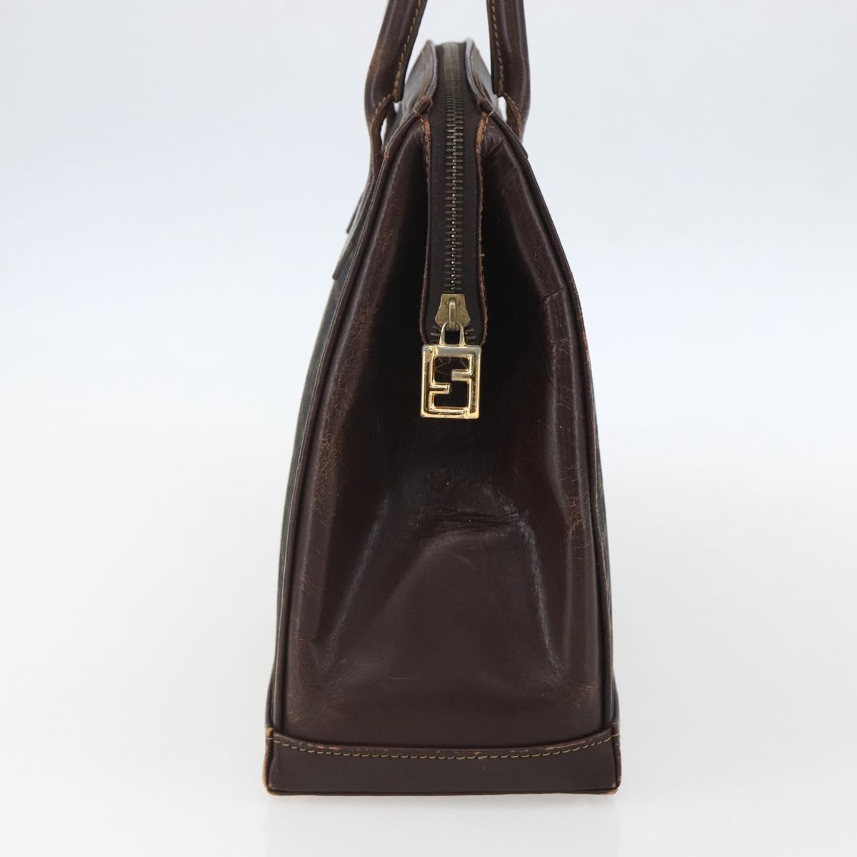 FENDI Zucca Canvas Hand Bag Black Brown Auth ka862
