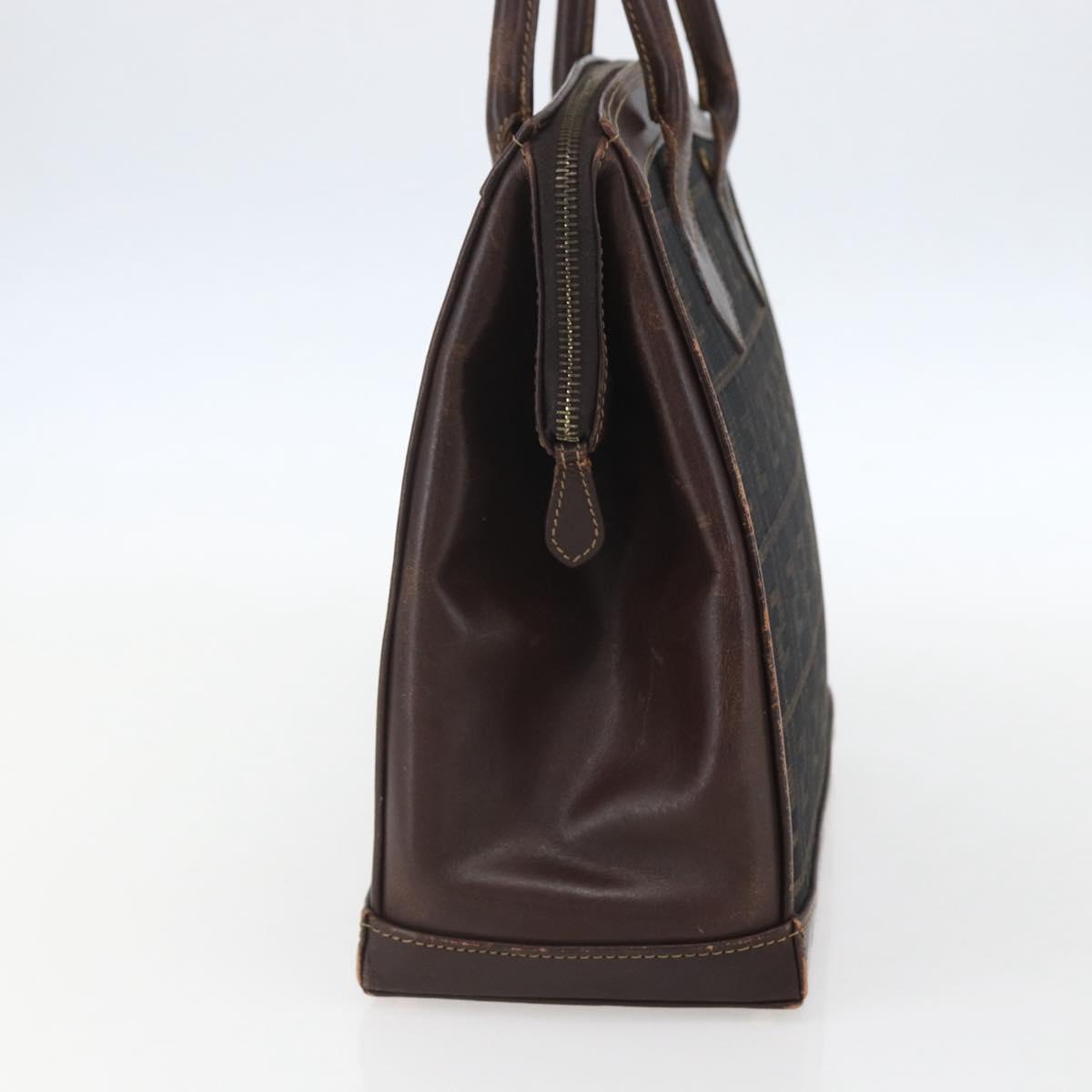 FENDI Zucca Canvas Hand Bag Black Brown Auth ka862