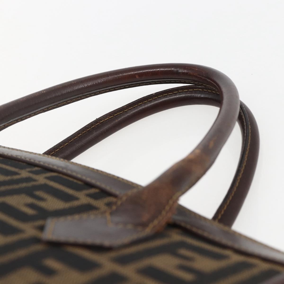 FENDI Zucca Canvas Hand Bag Black Brown Auth ka862