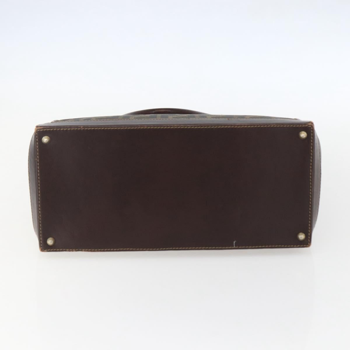 FENDI Zucca Canvas Hand Bag Black Brown Auth ka862
