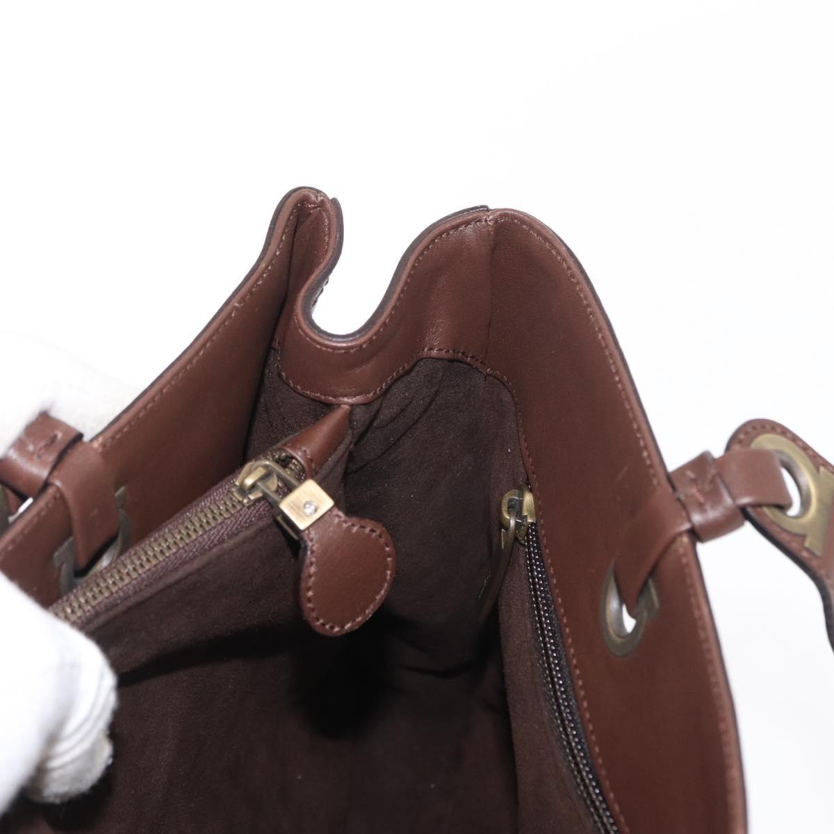 Salvatore Ferragamo Tote Bag Leather Brown Auth ka863
