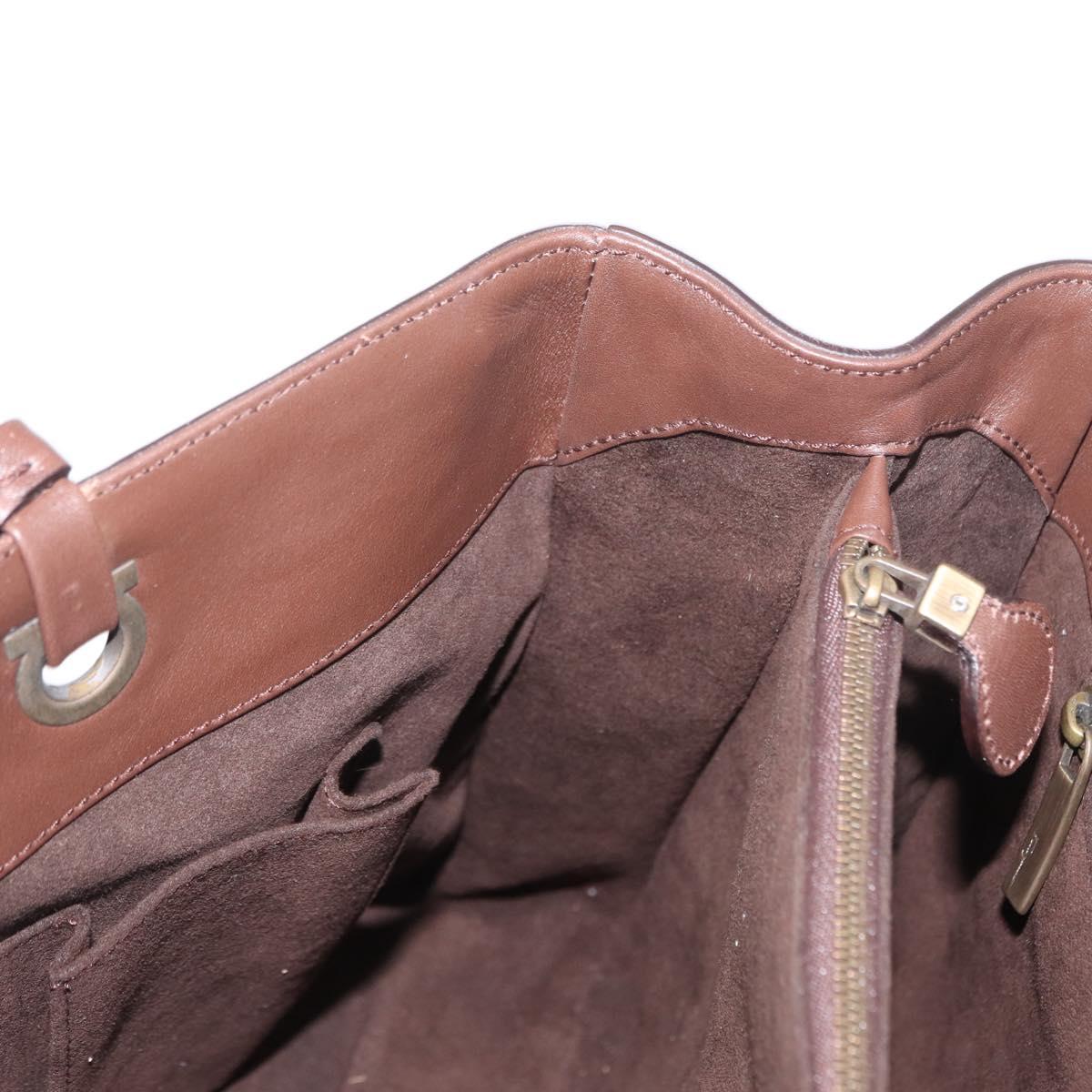 Salvatore Ferragamo Tote Bag Leather Brown Auth ka863