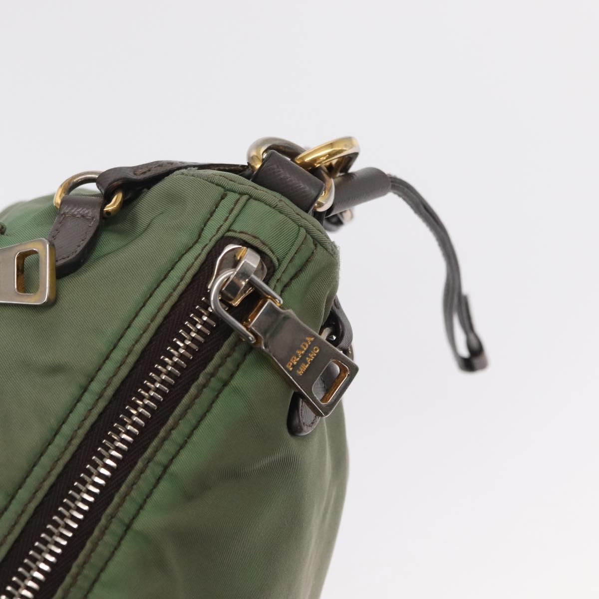 PRADA Shoulder Bag Nylon Green Gold Auth ka870