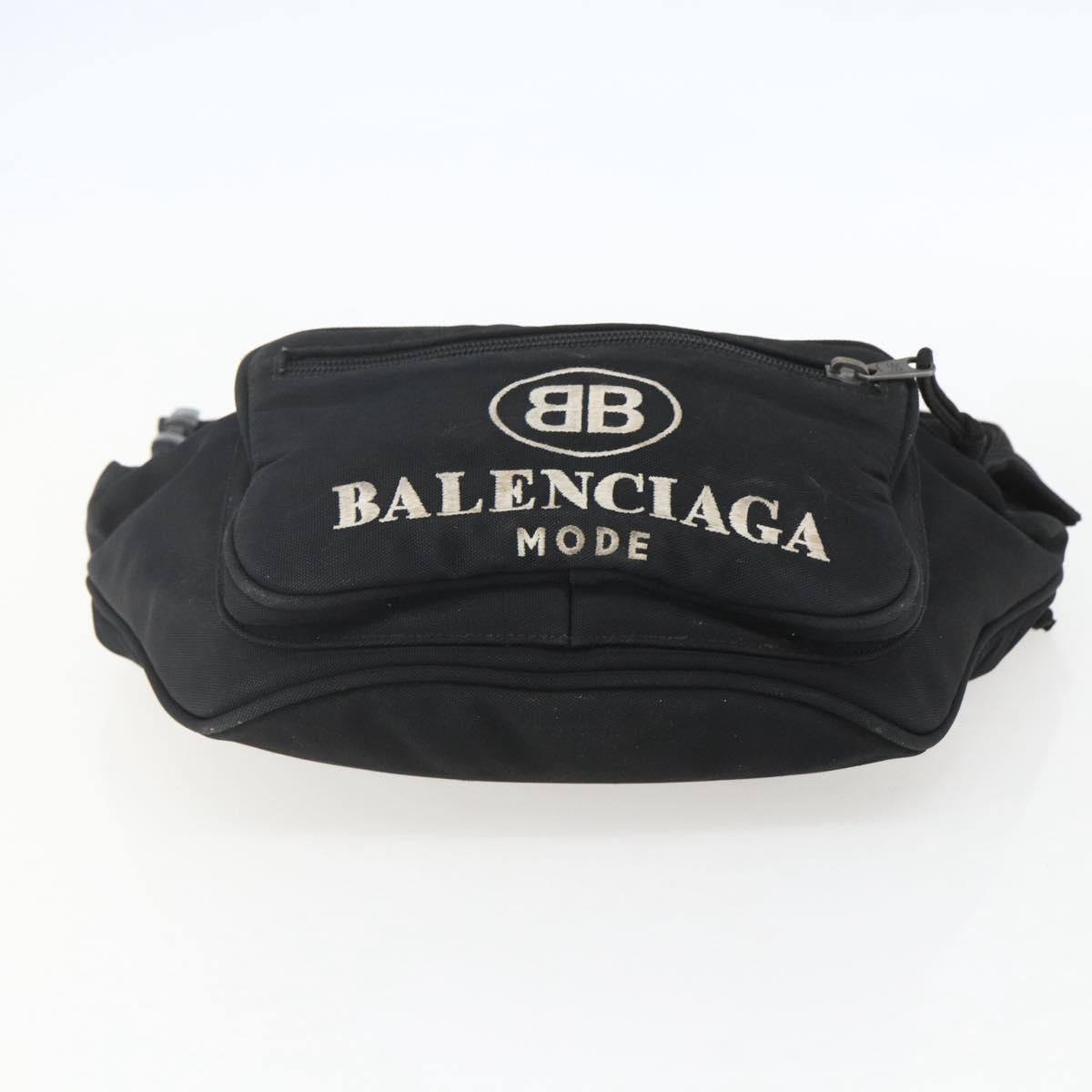 BALENCIAGA Body Bag Canvas Black 482389 Auth ka873