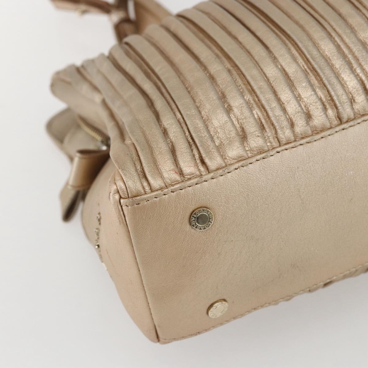 BVLGARI Hand Bag Leather 2way Gold Auth ka881