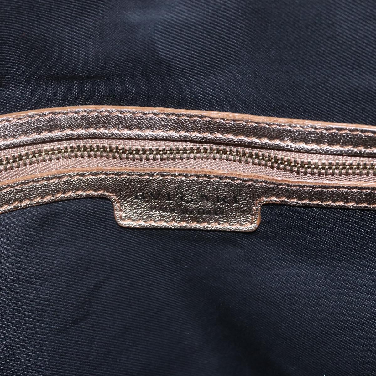 BVLGARI Hand Bag Leather 2way Gold Auth ka881