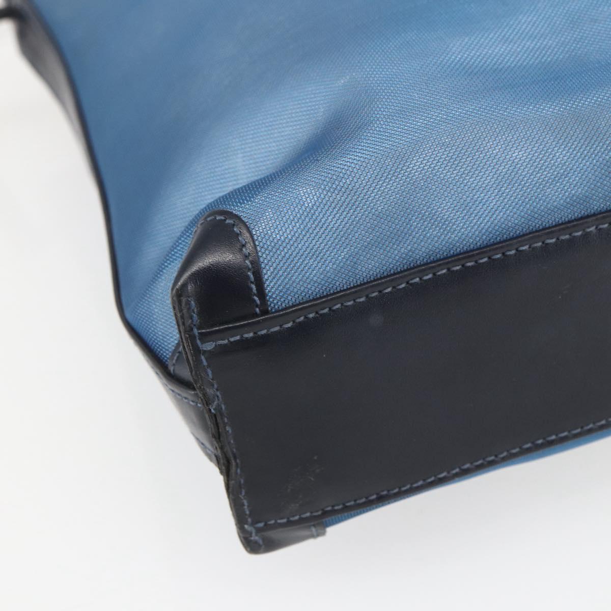 LOEWE Mesh Hand Bag Nylon Leather Blue Auth ka884