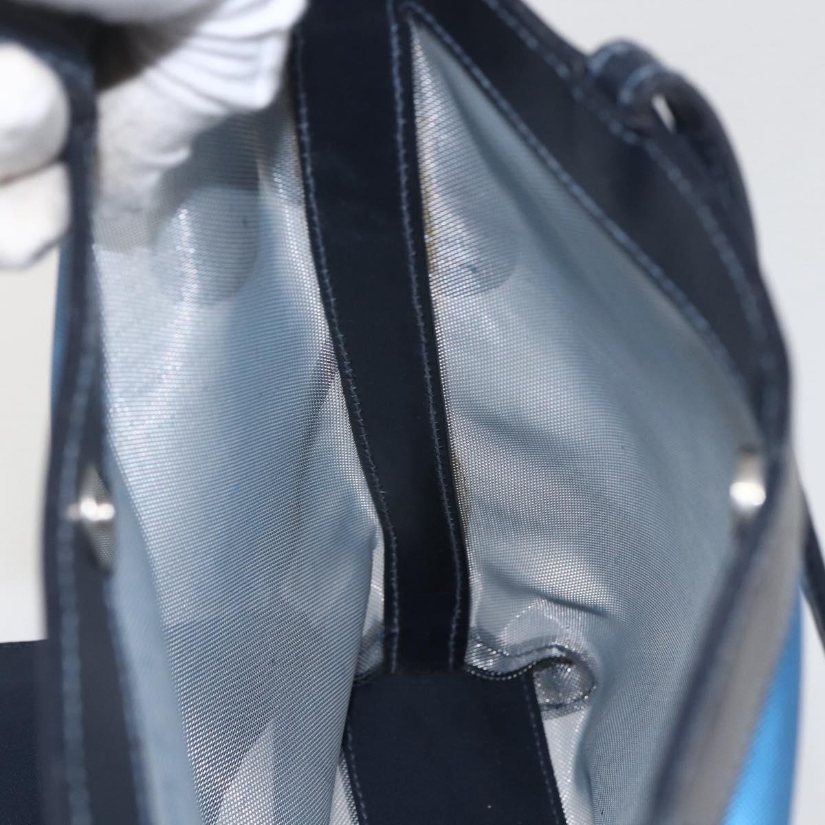 LOEWE Mesh Hand Bag Nylon Leather Blue Auth ka884