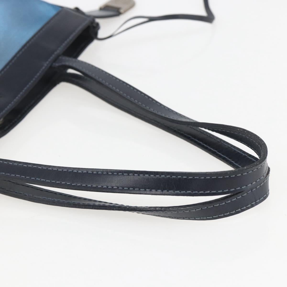 LOEWE Mesh Hand Bag Nylon Leather Blue Auth ka884