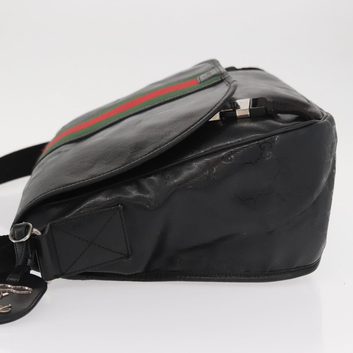 GUCCI GG Implementation Web Sherry Line Bag Black Silver 269376 Auth ka886