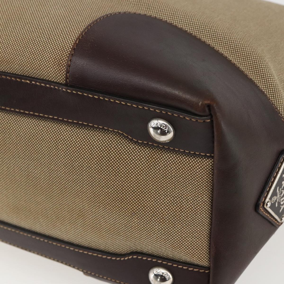 PRADA Tote Bag Canvas Beige Silver Auth ka887