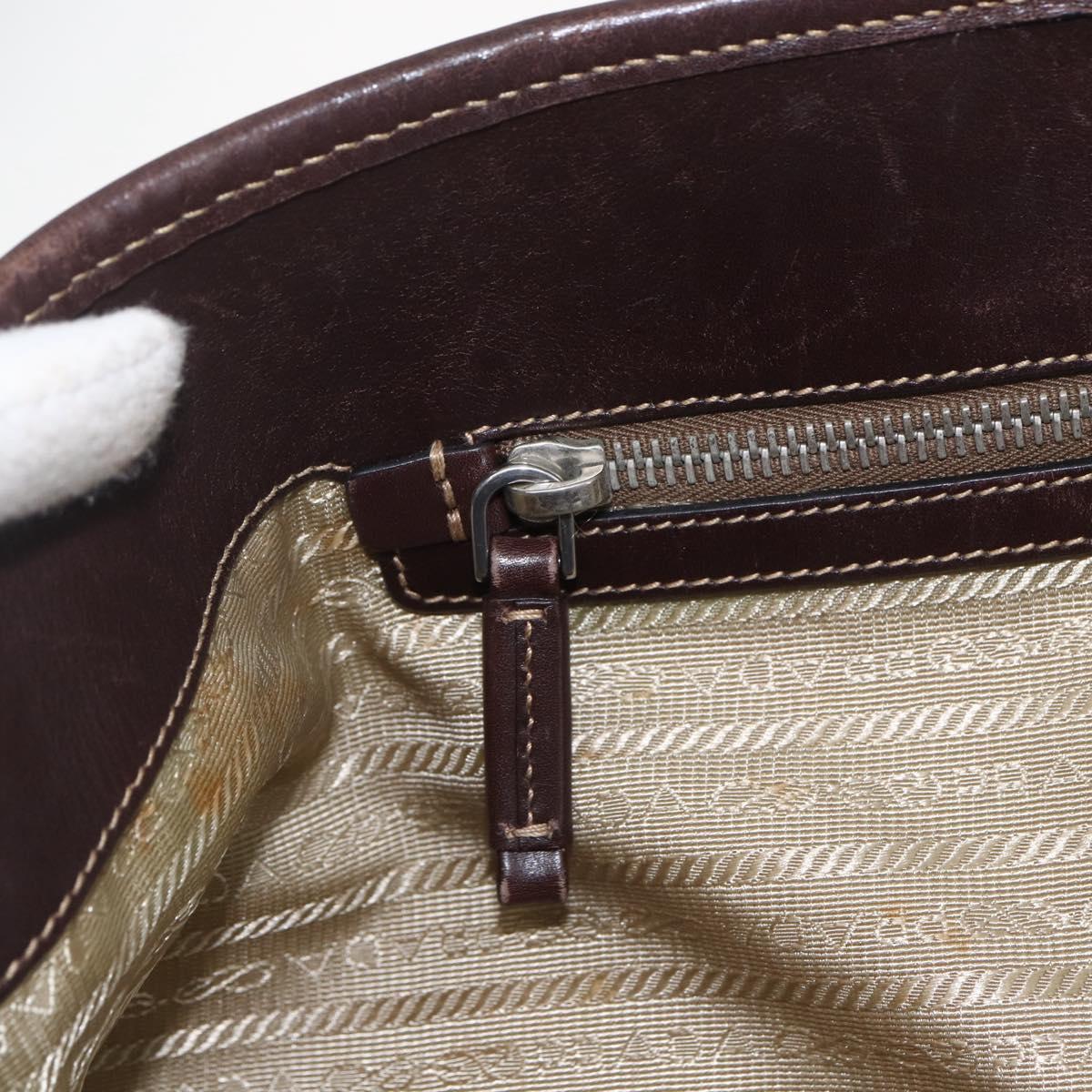 PRADA Tote Bag Canvas Beige Silver Auth ka887