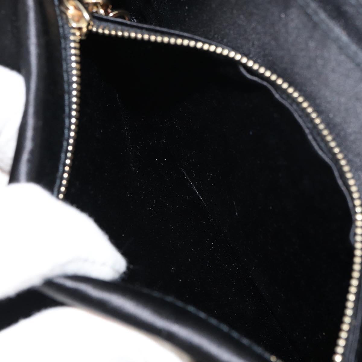 GIVENCHY Chain Shoulder Bag Satin Black Gold Auth ka890