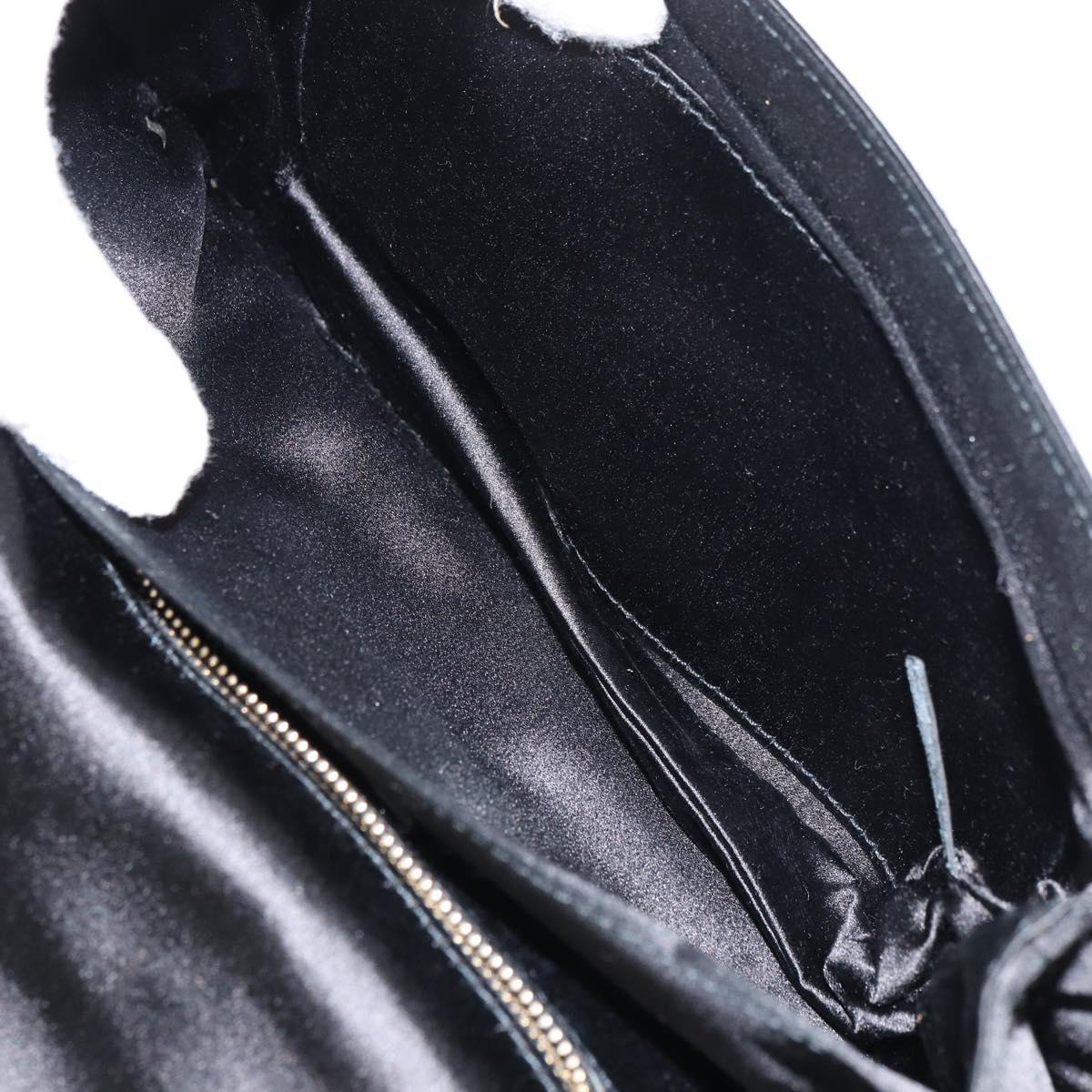 GIVENCHY Chain Shoulder Bag Satin Black Gold Auth ka890