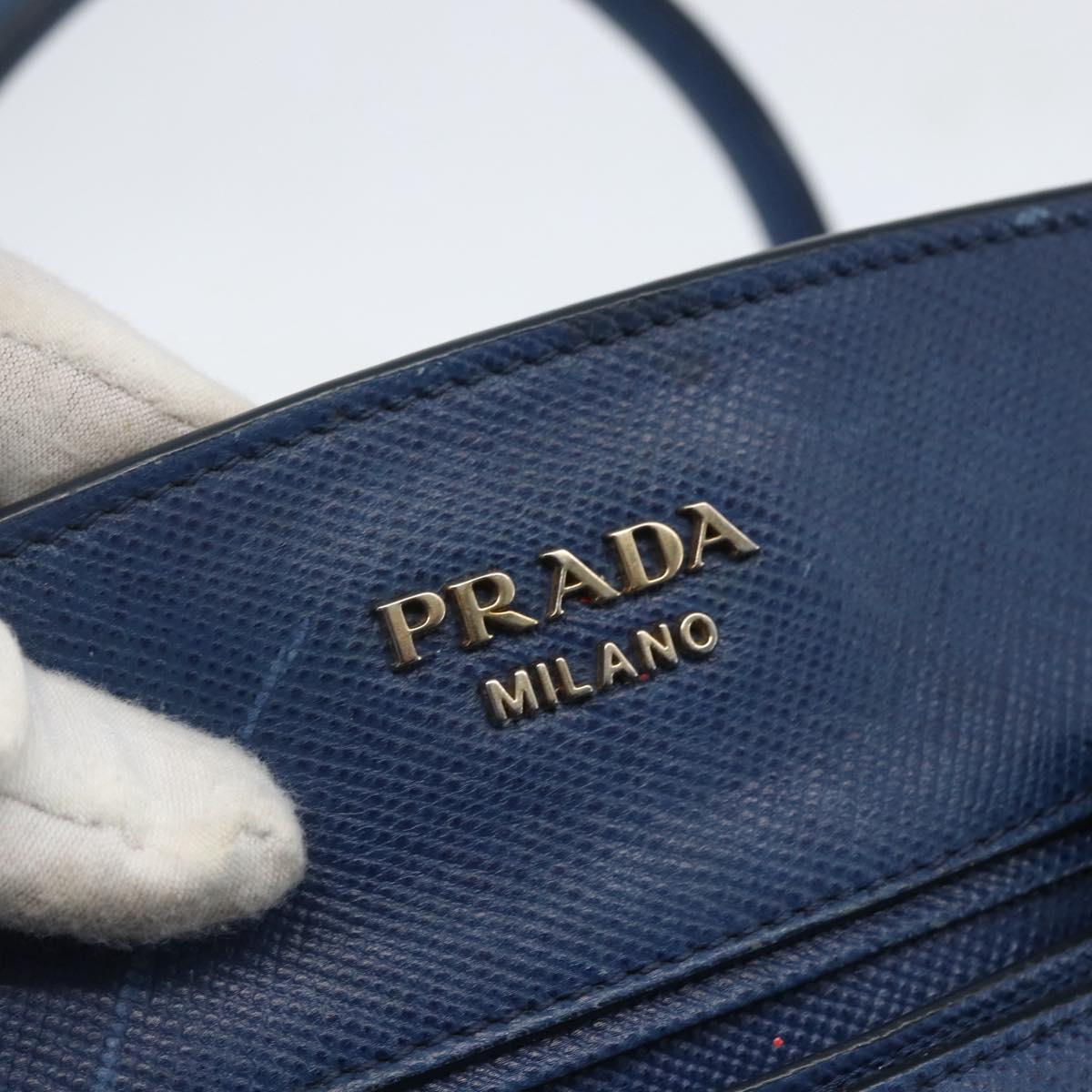 PRADA Hand Bag Canvas 2way Beige Blue Auth ka891