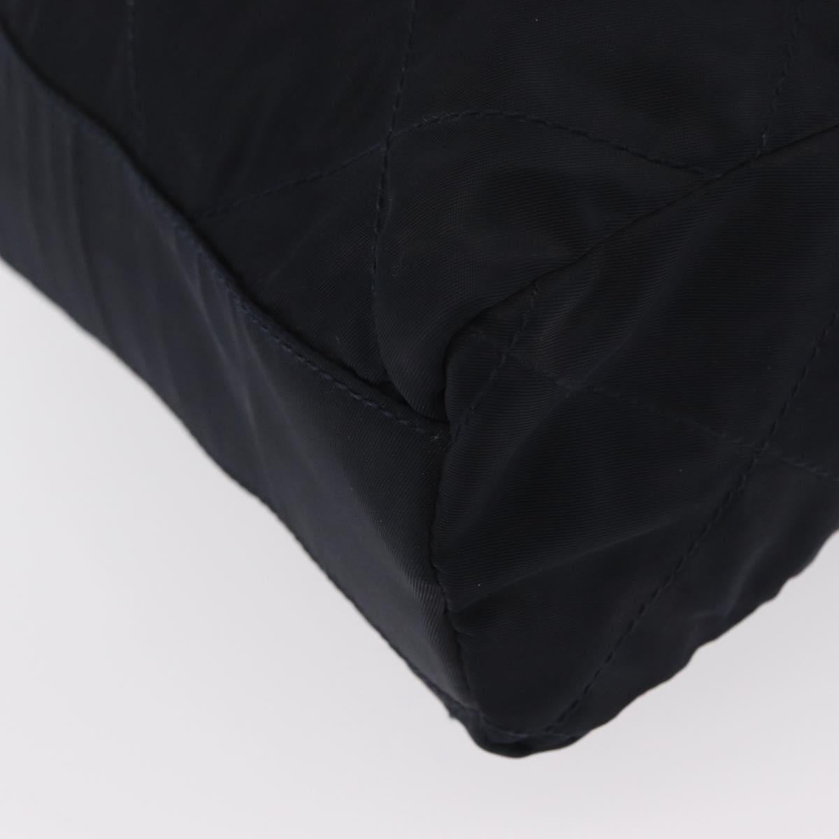 PRADA Chain Shoulder Bag Nylon Navy Gold Auth ka893