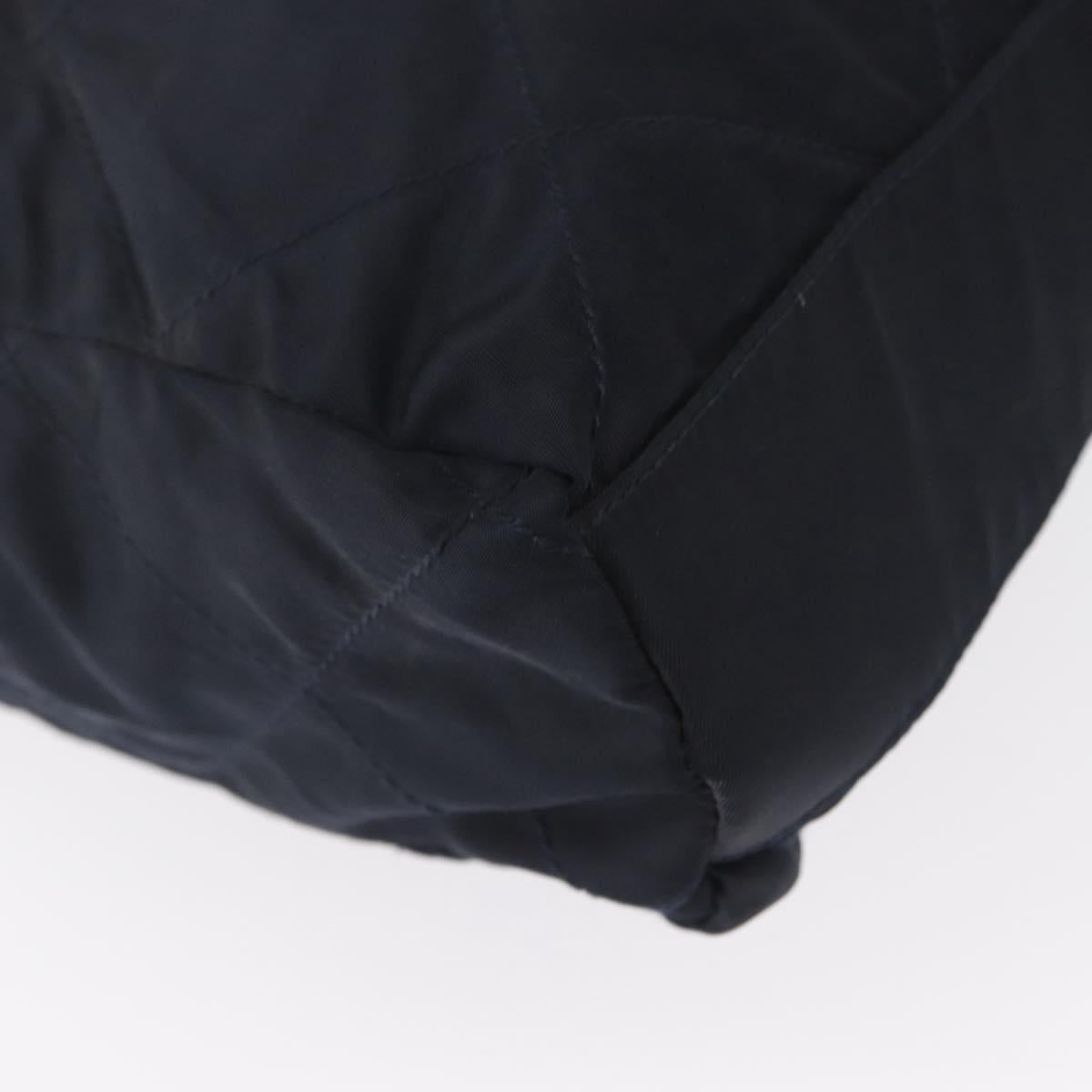 PRADA Chain Shoulder Bag Nylon Navy Gold Auth ka893