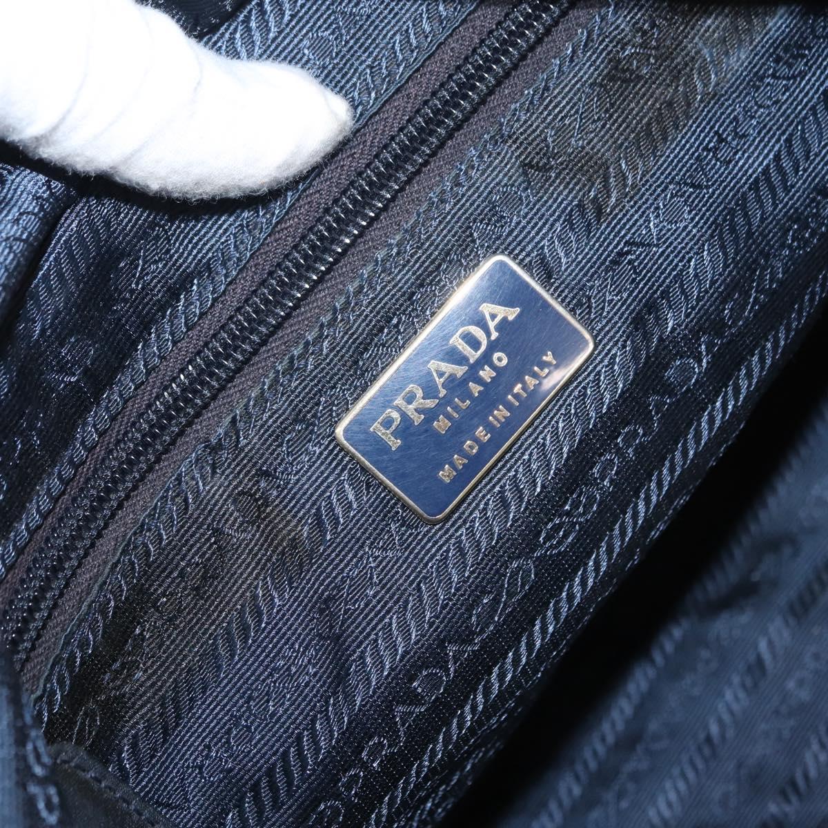 PRADA Chain Shoulder Bag Nylon Navy Gold Auth ka893