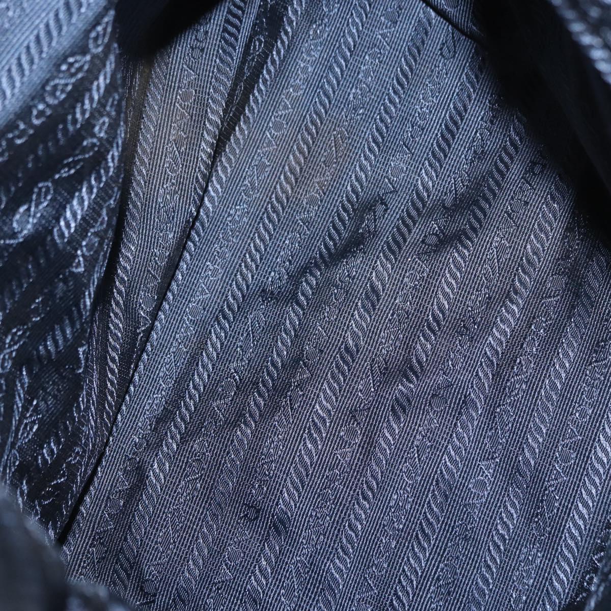 PRADA Chain Shoulder Bag Nylon Navy Gold Auth ka893