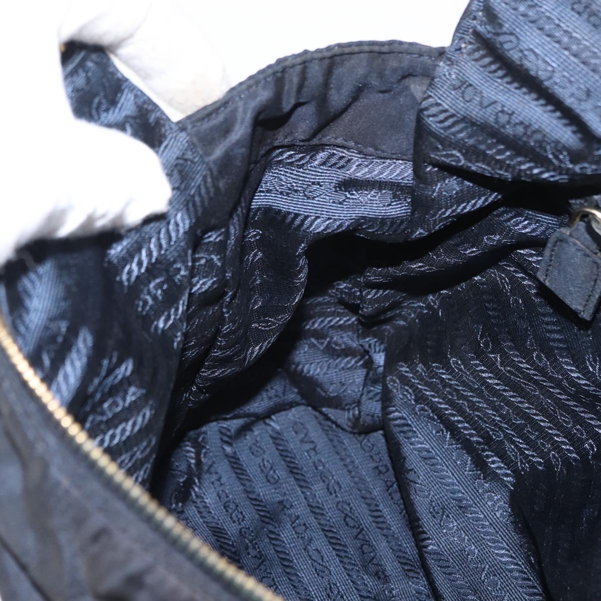 PRADA Chain Shoulder Bag Nylon Navy Gold Auth ka893