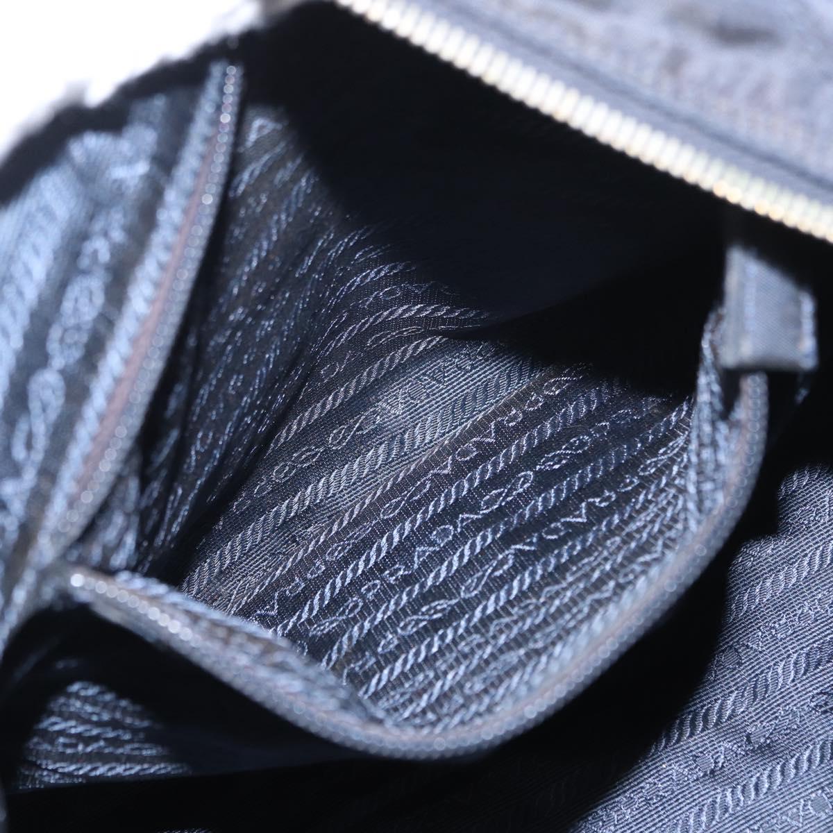 PRADA Chain Shoulder Bag Nylon Navy Gold Auth ka893