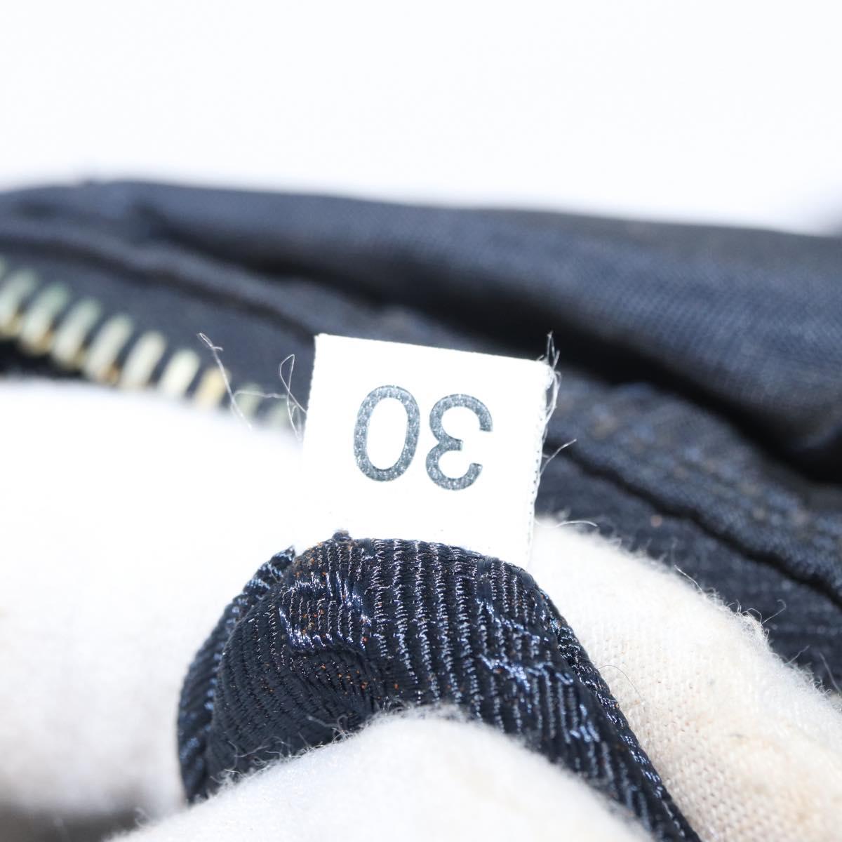 PRADA Chain Shoulder Bag Nylon Navy Gold Auth ka893