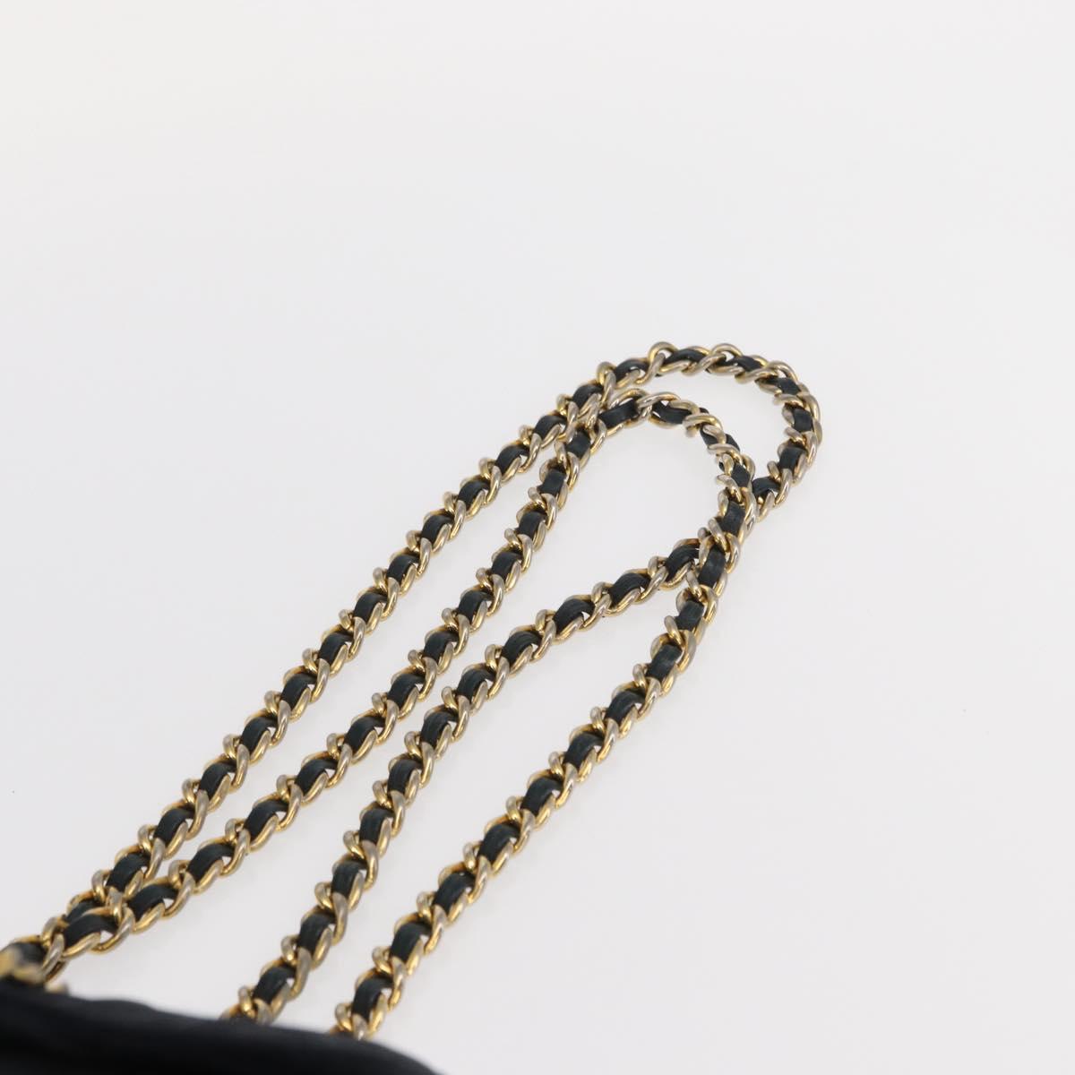 PRADA Chain Shoulder Bag Nylon Navy Gold Auth ka893