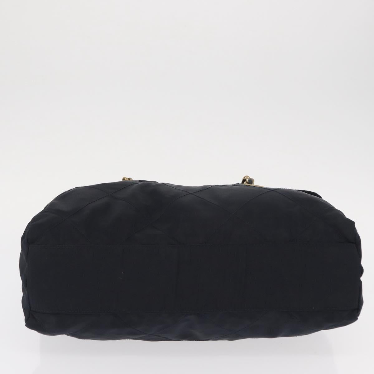 PRADA Chain Shoulder Bag Nylon Navy Gold Auth ka893