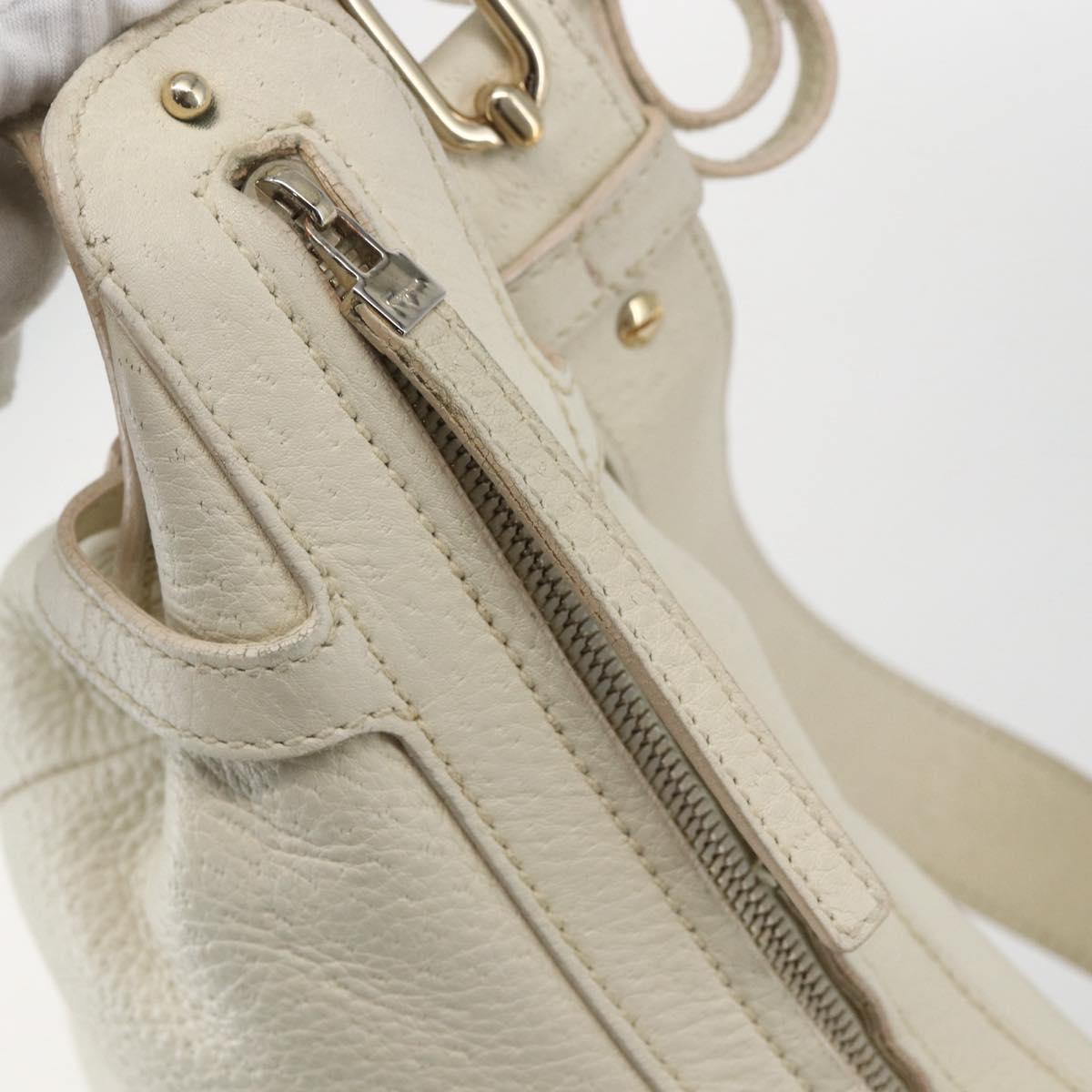 Salvatore Ferragamo Shoulder Bag Leather Beige Gold Auth ka894