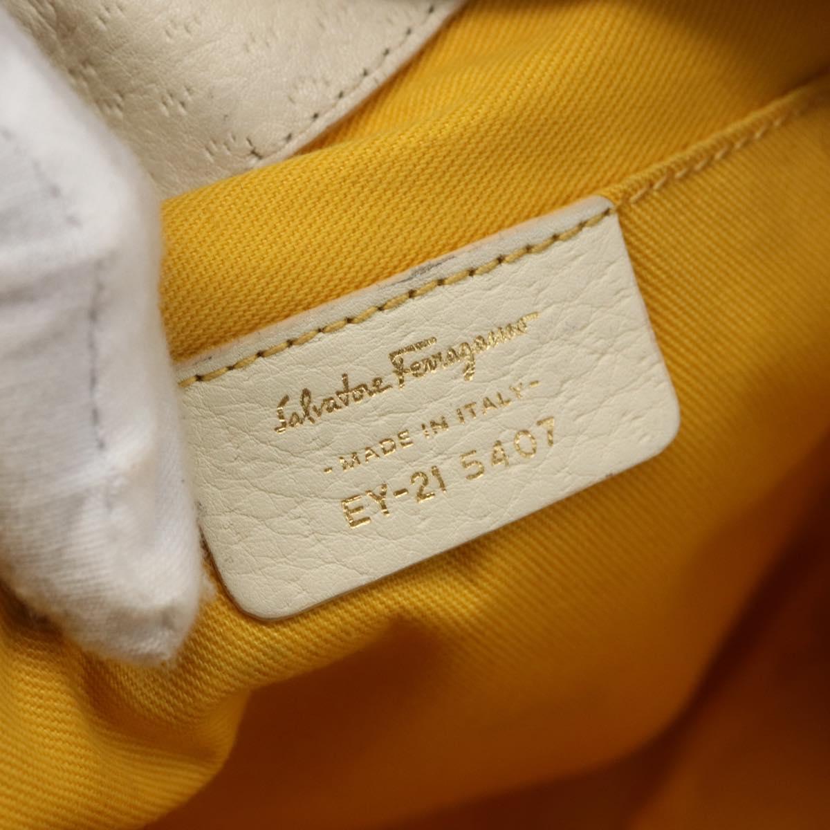 Salvatore Ferragamo Shoulder Bag Leather Beige Gold Auth ka894