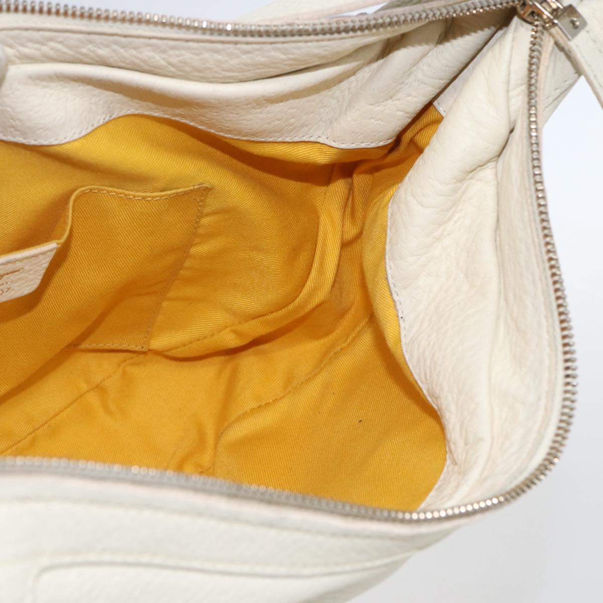 Salvatore Ferragamo Shoulder Bag Leather Beige Gold Auth ka894