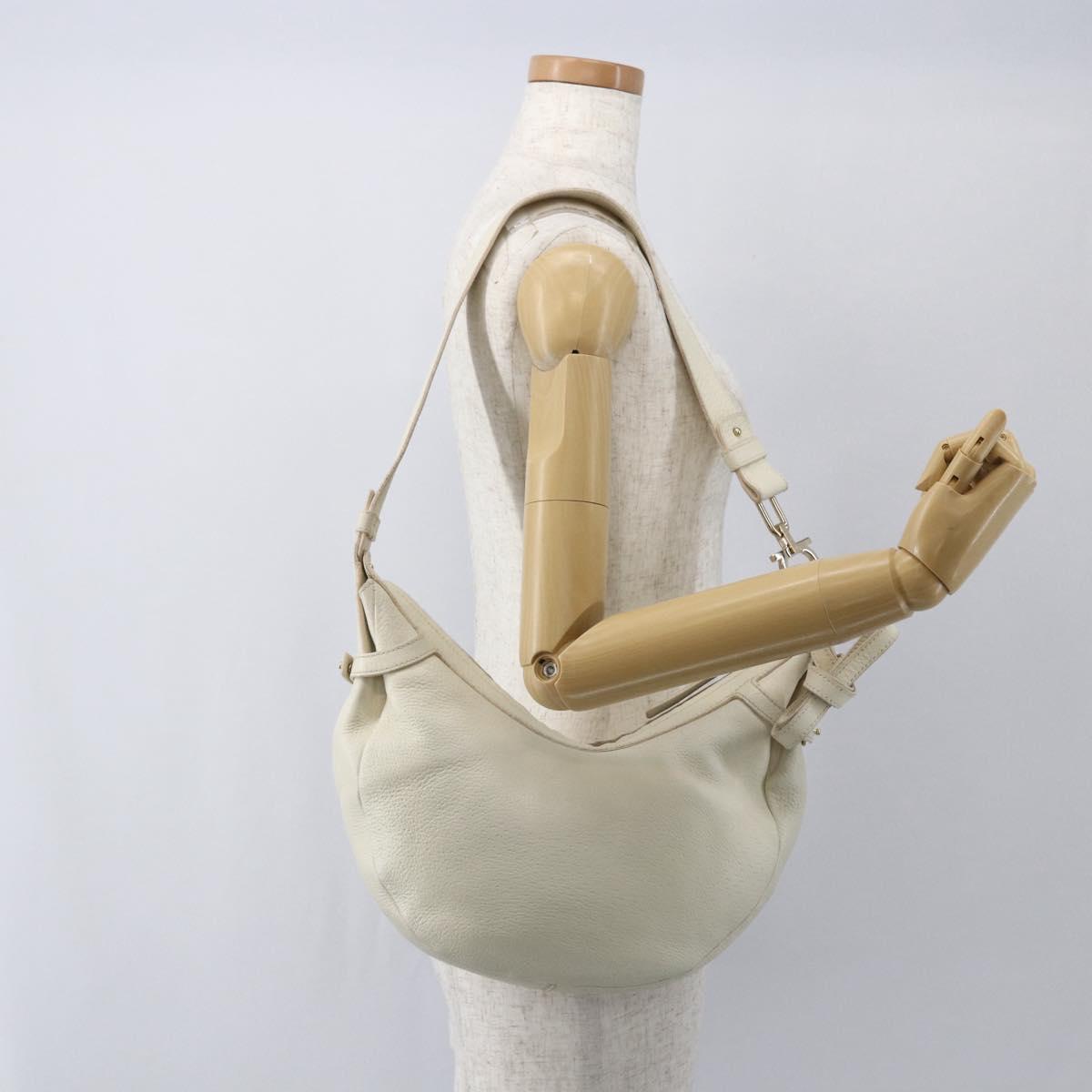 Salvatore Ferragamo Shoulder Bag Leather Beige Gold Auth ka894