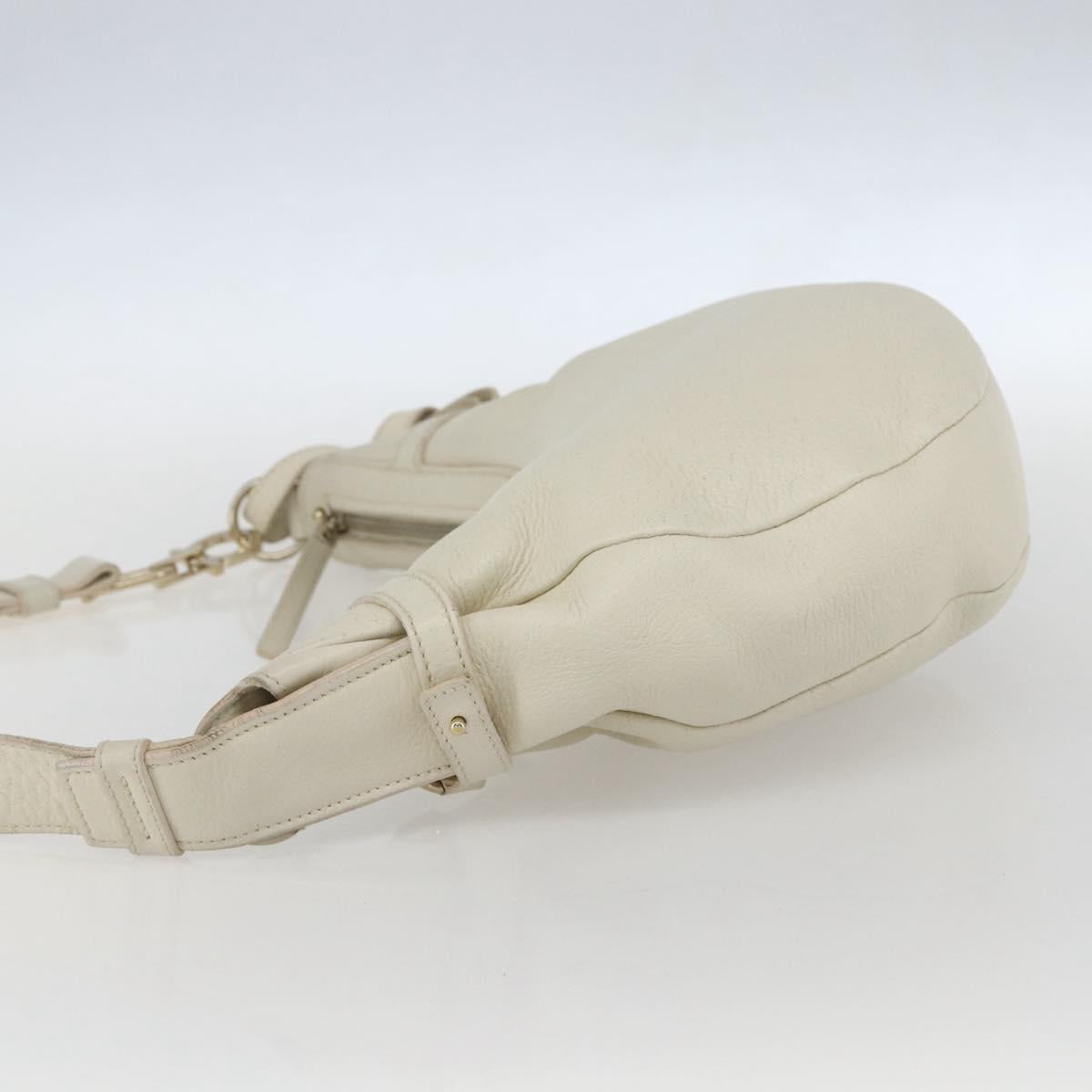 Salvatore Ferragamo Shoulder Bag Leather Beige Gold Auth ka894