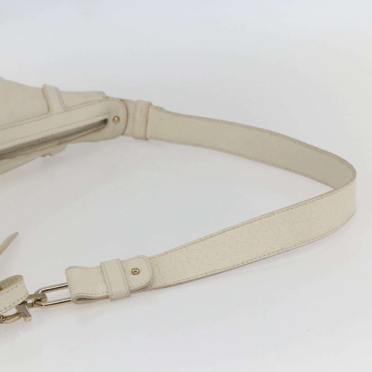 Salvatore Ferragamo Shoulder Bag Leather Beige Gold Auth ka894