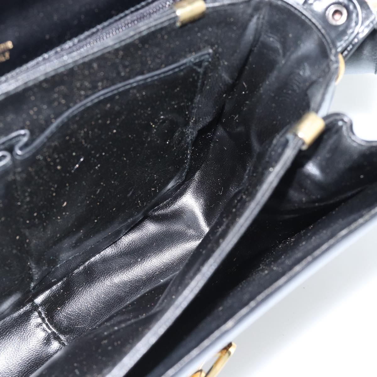 CELINE Horse Carriage Shoulder Bag Leather Black Gold Auth ka895