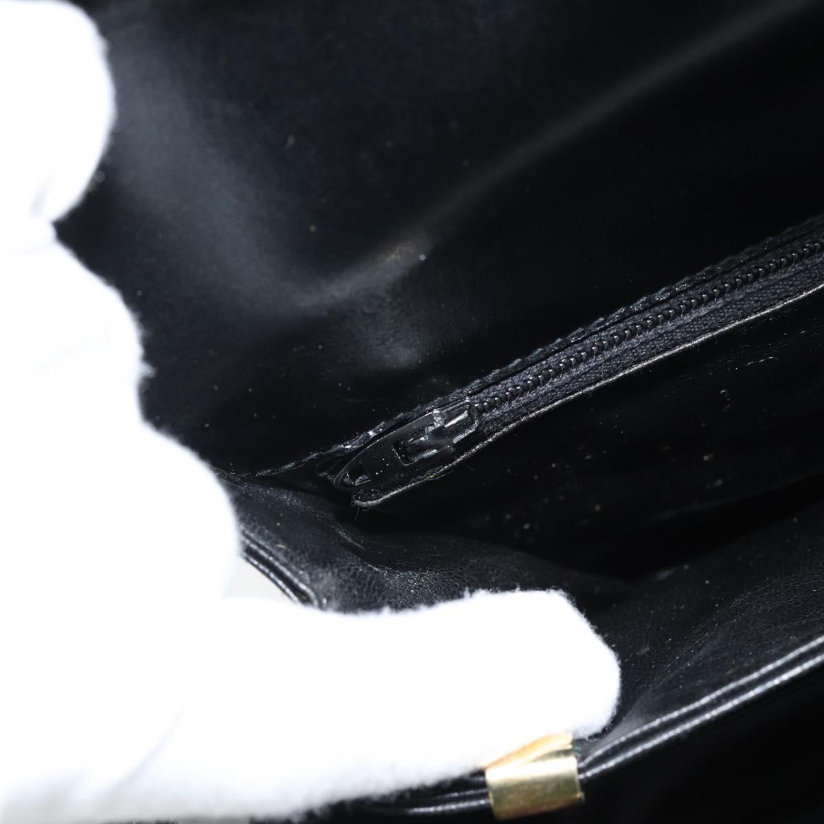 CELINE Horse Carriage Shoulder Bag Leather Black Gold Auth ka895