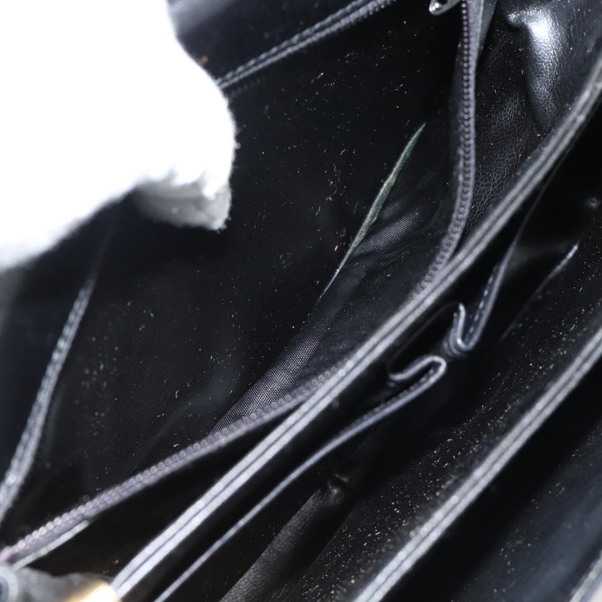 CELINE Horse Carriage Shoulder Bag Leather Black Gold Auth ka895