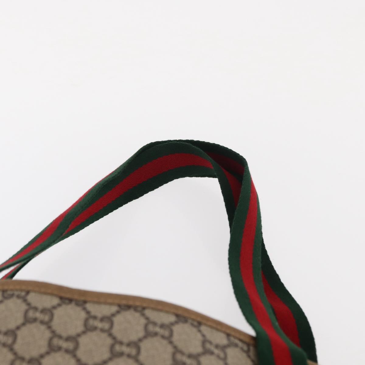 GUCCI GG Plus Supreme Web Sherry Line Tote Bag PVC Beige Gold Auth ka901