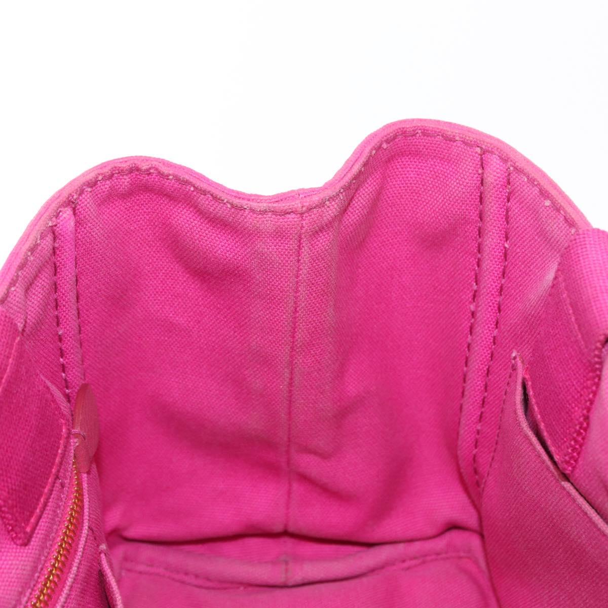 PRADA Canapa PM Hand Bag Canvas Pink Gold Auth ka913
