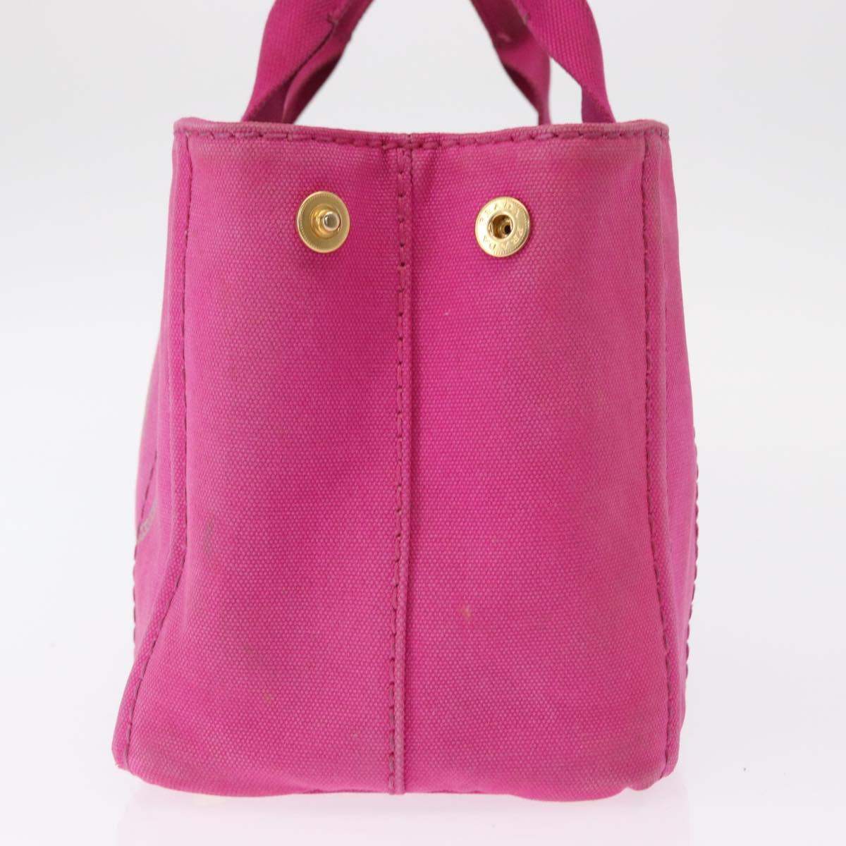 PRADA Canapa PM Hand Bag Canvas Pink Gold Auth ka913