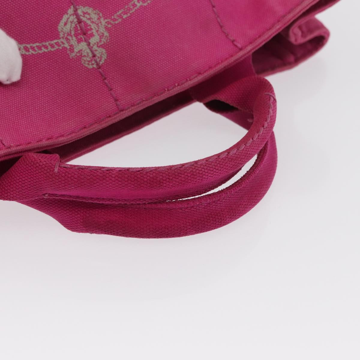 PRADA Canapa PM Hand Bag Canvas Pink Gold Auth ka913