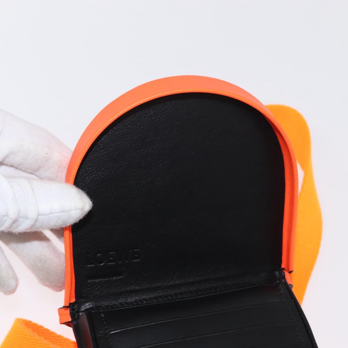 LOEWE Anagram Shoulder Bag Leather Orange Auth ka914M