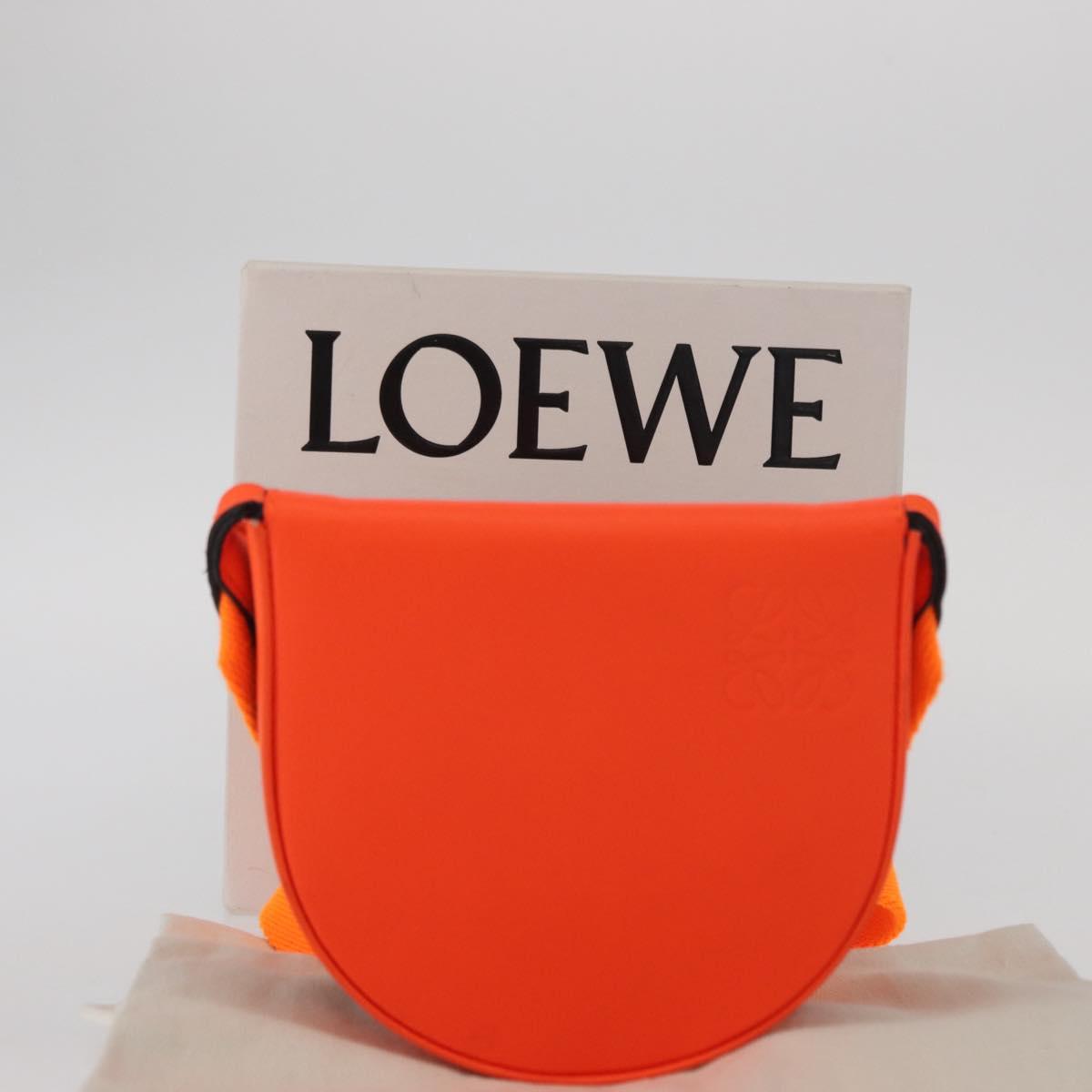 LOEWE Anagram Shoulder Bag Leather Orange Auth ka914M