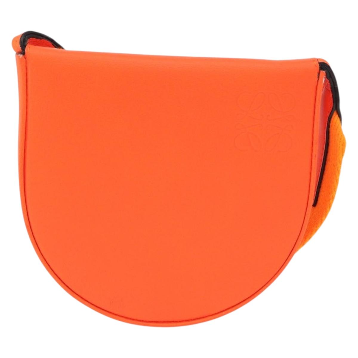 LOEWE Anagram Shoulder Bag Leather Orange Auth ka914M
