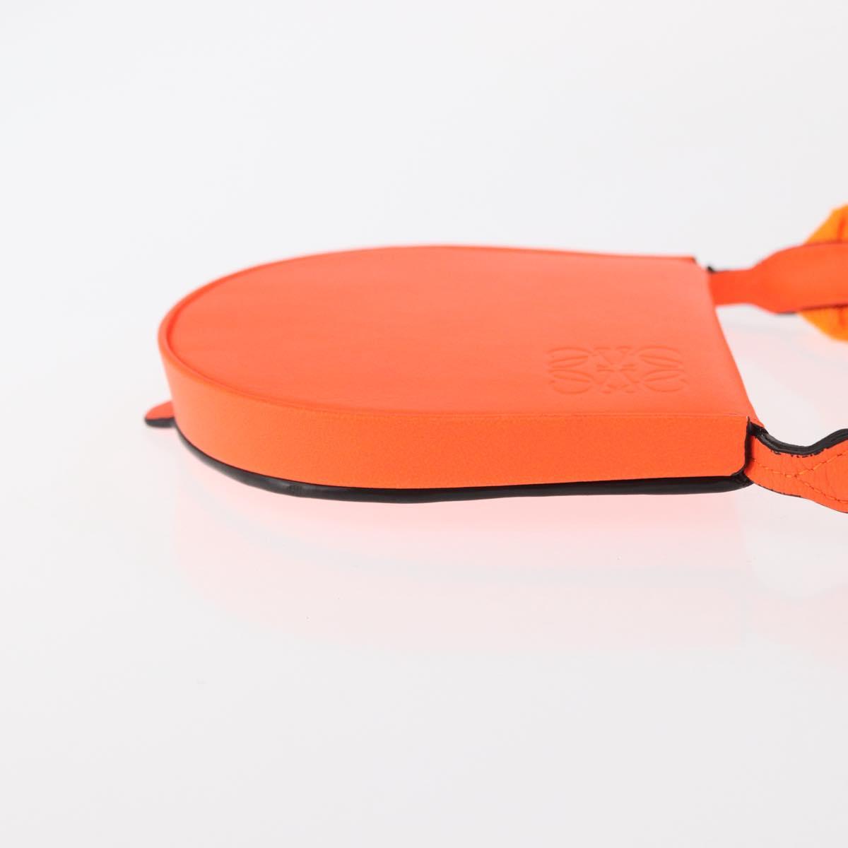 LOEWE Anagram Shoulder Bag Leather Orange Auth ka914M