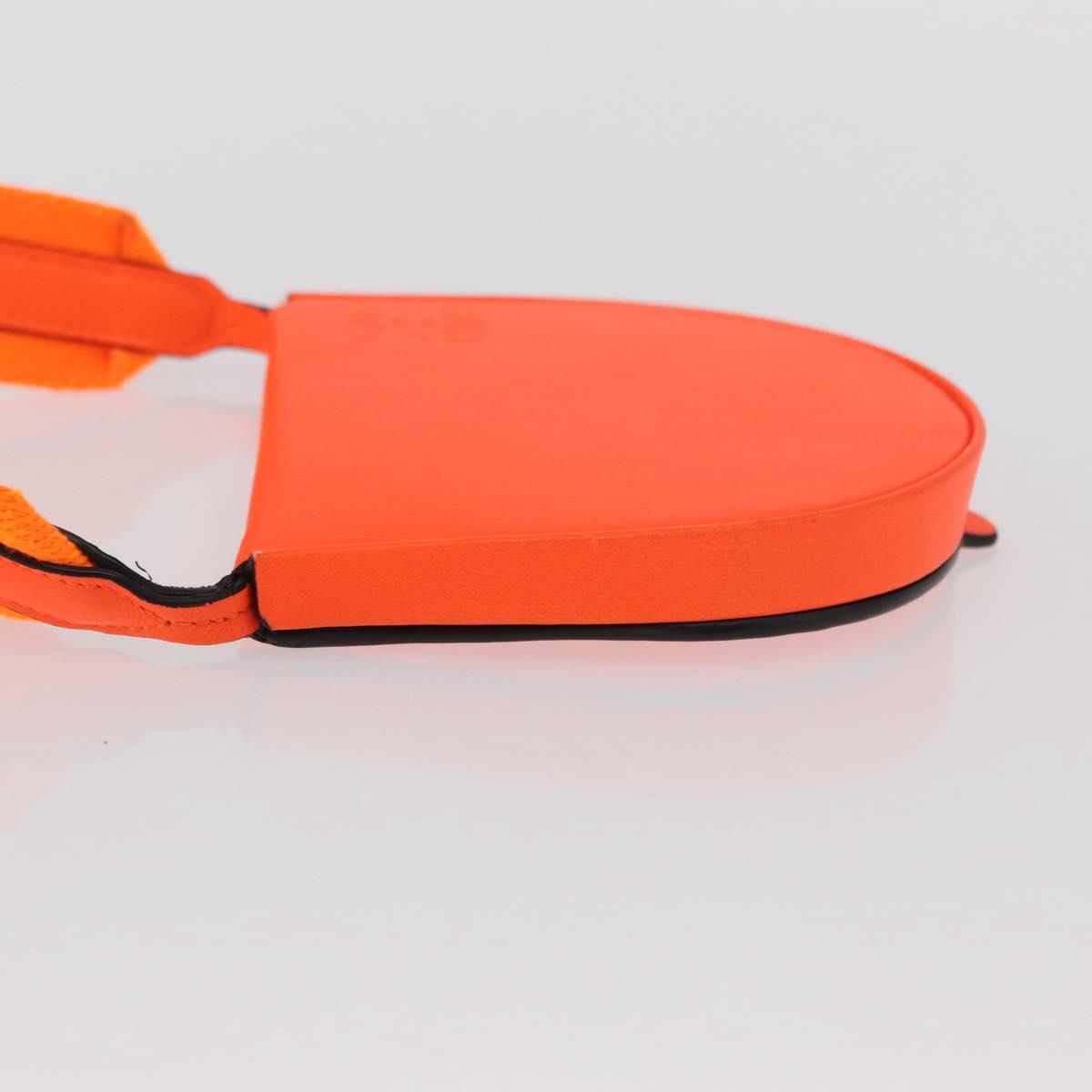 LOEWE Anagram Shoulder Bag Leather Orange Auth ka914M