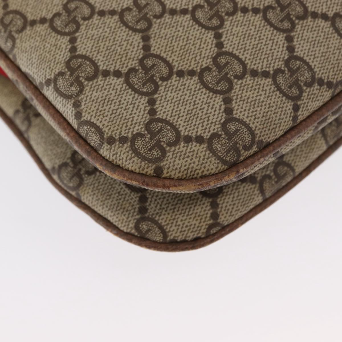 GUCCI GG Supreme Web Sherry Line Bag PVC Beige Gold 904 02 043 Auth ka921