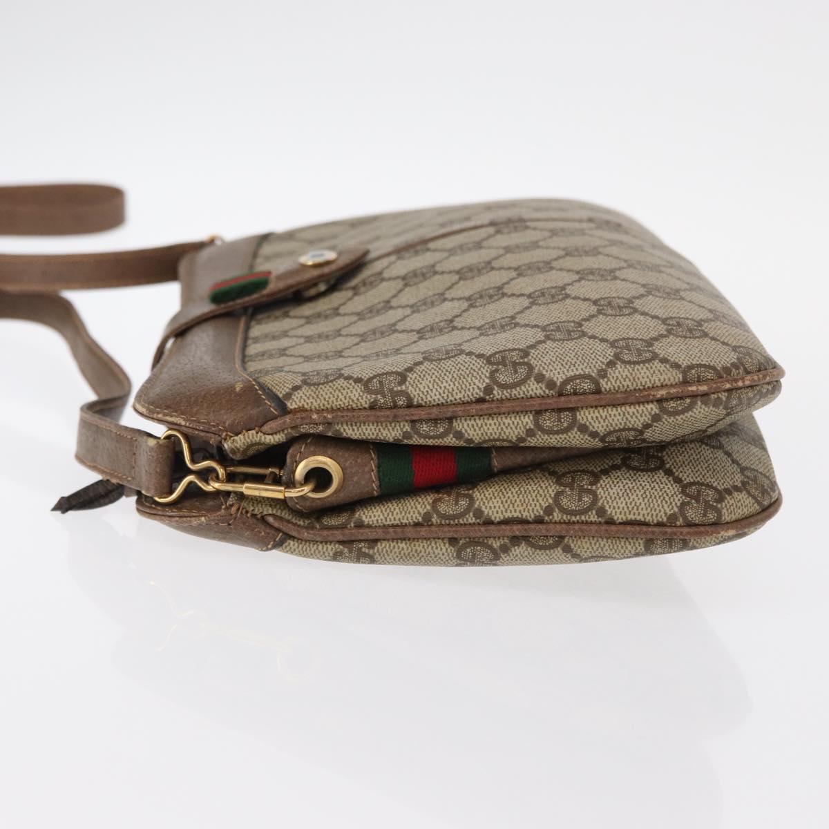 GUCCI GG Supreme Web Sherry Line Bag PVC Beige Gold 904 02 043 Auth ka921