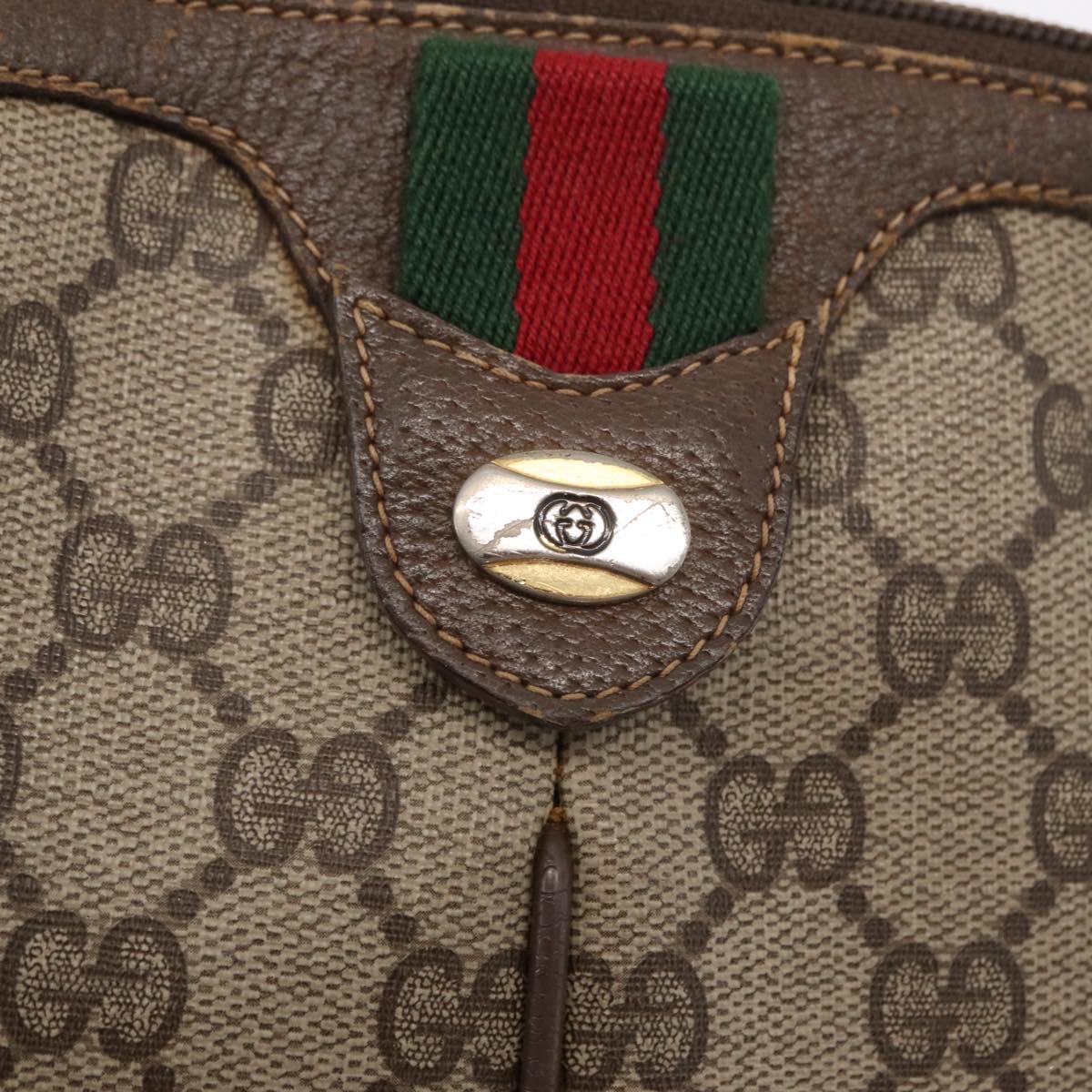 GUCCI GG Supreme Web Sherry Line Bag PVC Beige Gold 904 02 047 Auth ka922