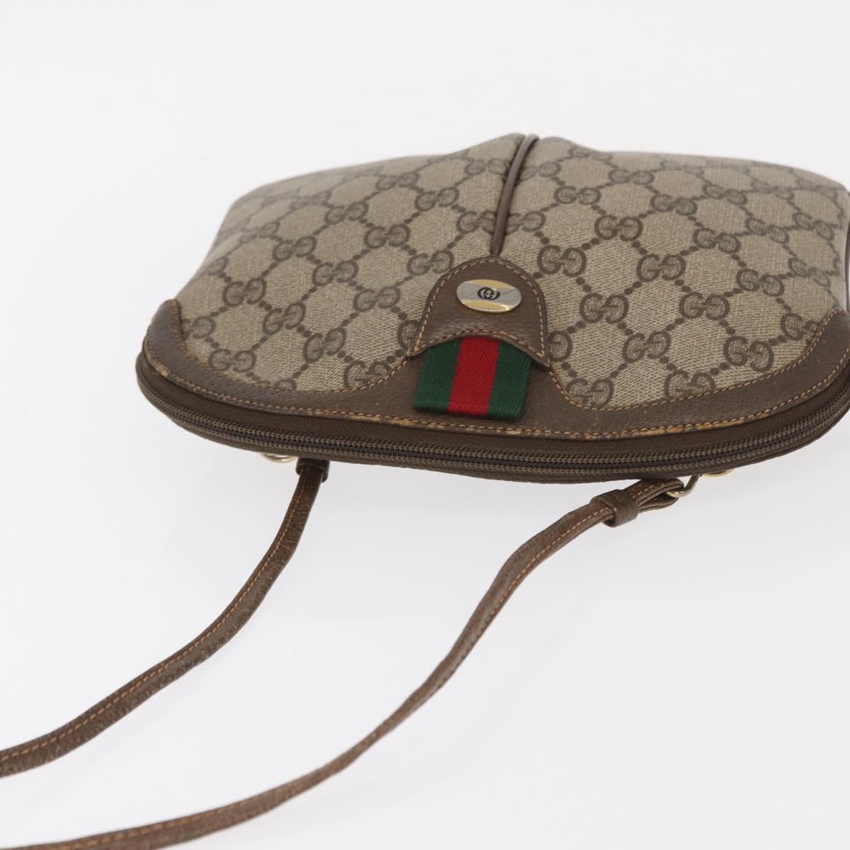 GUCCI GG Supreme Web Sherry Line Bag PVC Beige Gold 904 02 047 Auth ka922